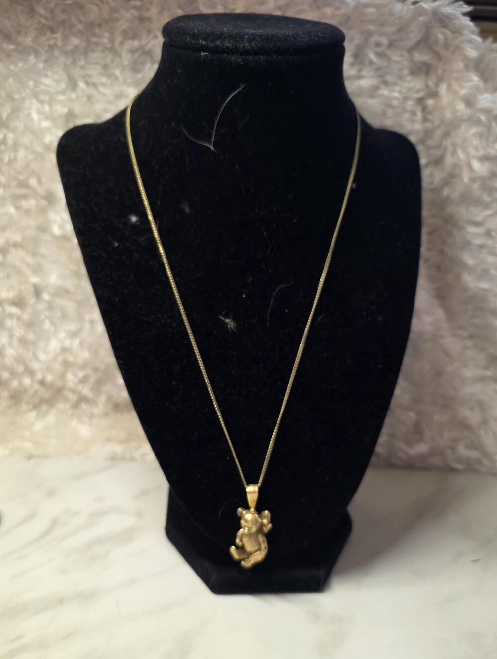 12k Gold Neckace with Bear Pendant for Women - Classic Gold Finish